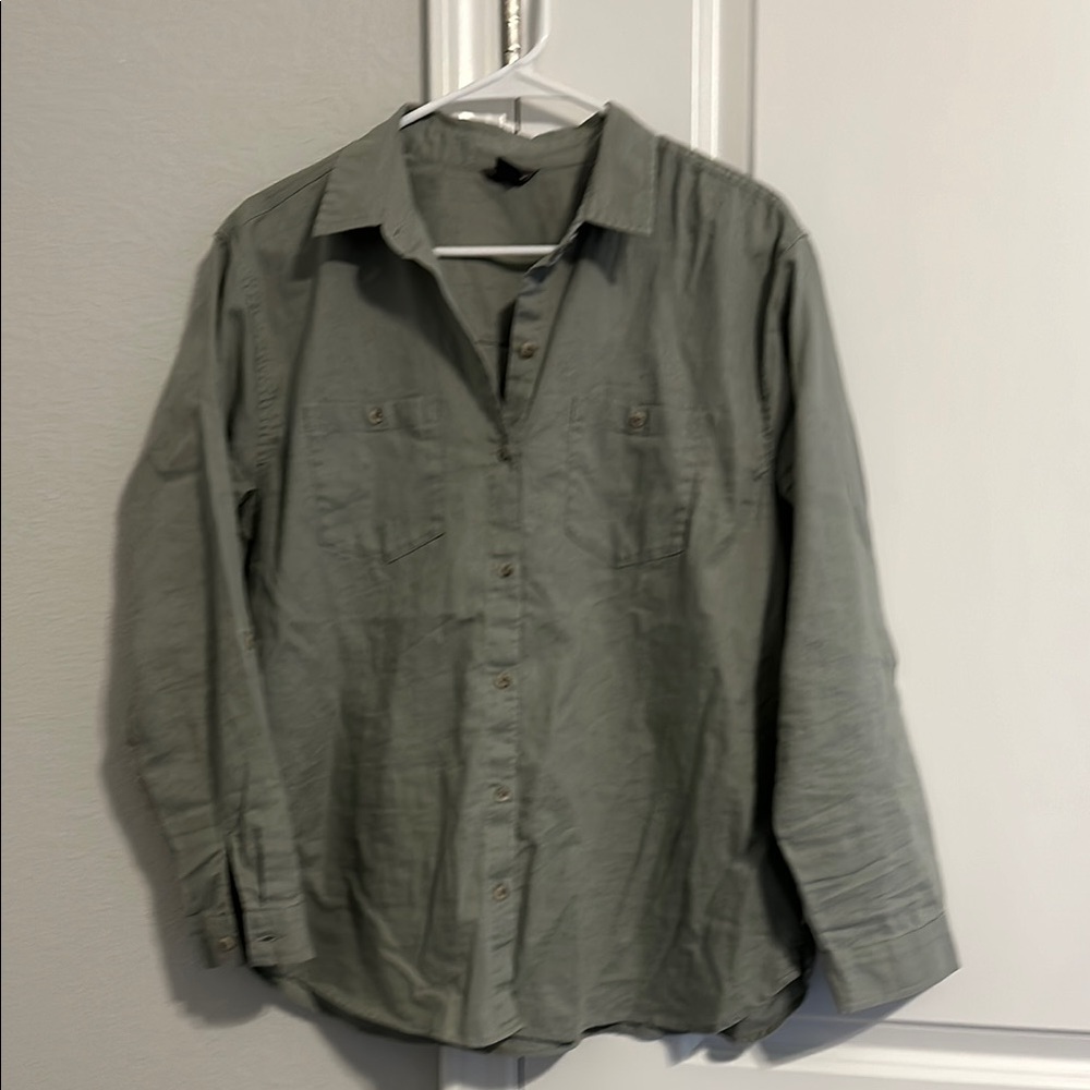 Olive Green Button-Up Shirt